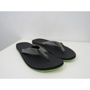 Teva USA 13 Men's Original Flips Black Neon Green Yellow Gray Flip Flop Sandals